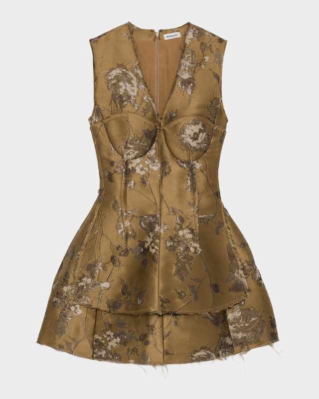 Brynelle Fit-&-Flare Floral Jacquard Mini Dress